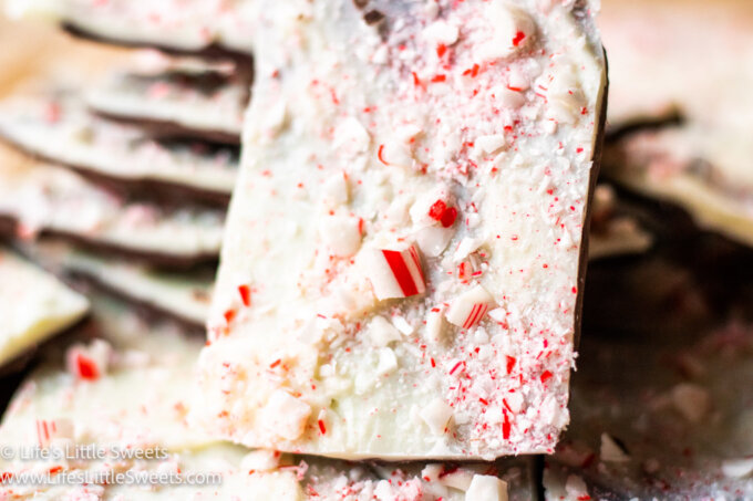up close view of Peppermint Bark candy