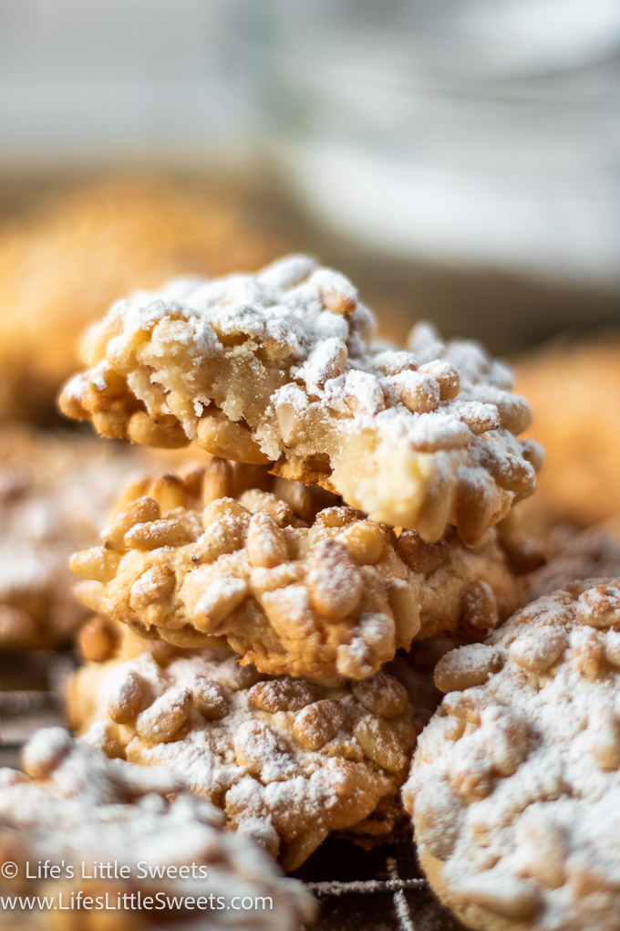 Pignoli cookies with a dusting of confectioner's sugar