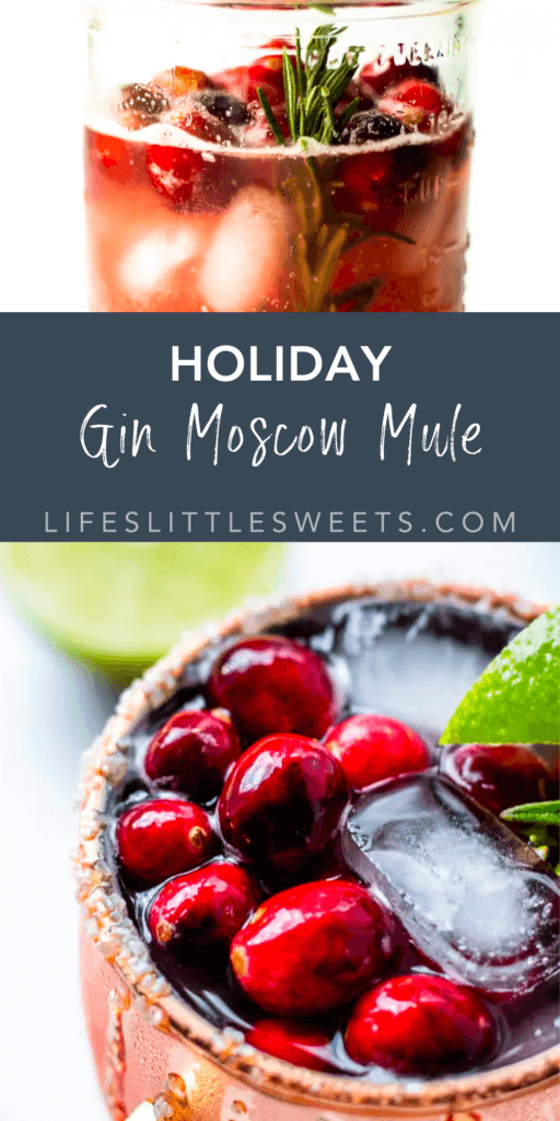 Holiday gin moscow mule with text overlay