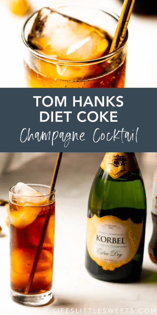 tom hanks diet coke champagne cocktail with text overlay