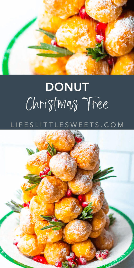 donut christmas tree with text overlay