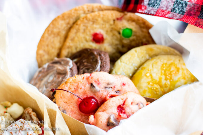 Holiday cookies in a cardboard box