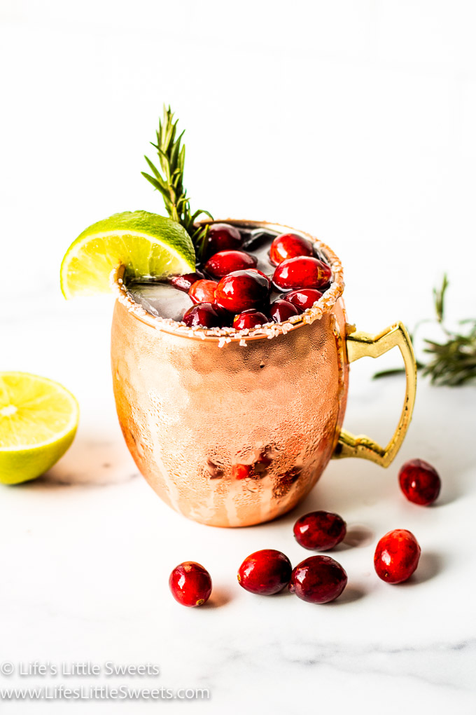a Christmas gin mule on a marble surface