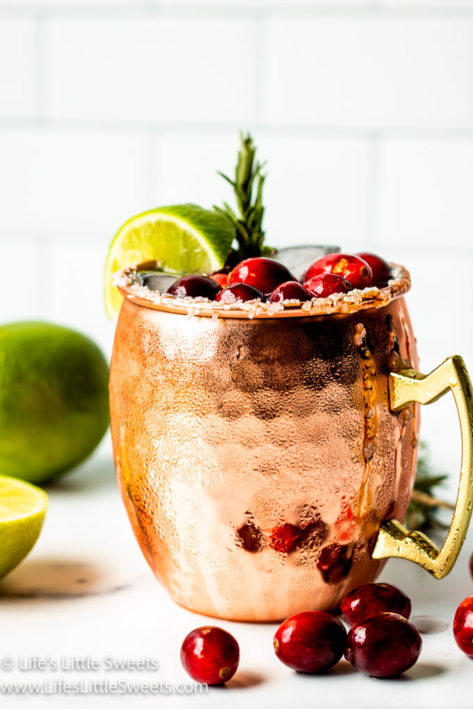 a holiday gin mule with a white background