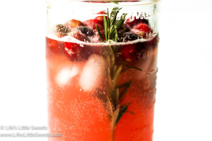 a gin mule in a clear glass and cranberries