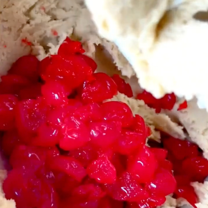 added maraschino cherries into dough in a stand mixer