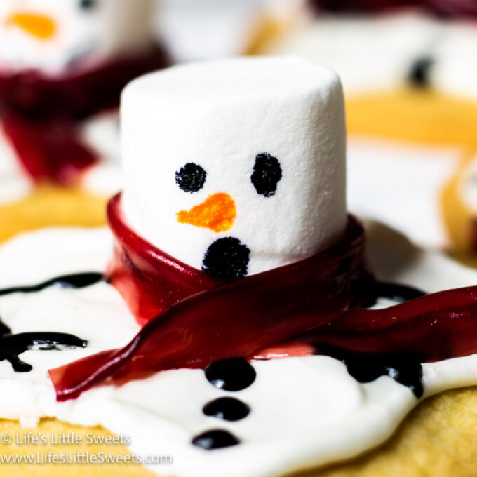 a close up of snowman cookie