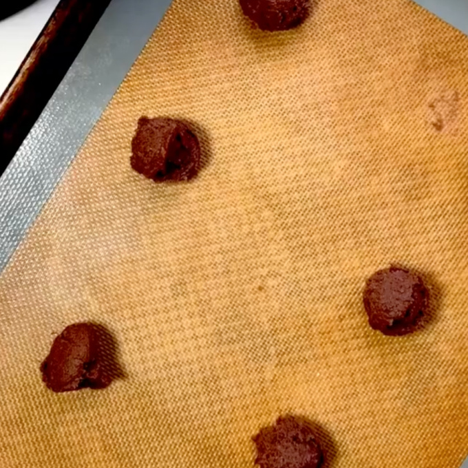 space evenly 2-inches apart, 4 dough balls to a baking sheet