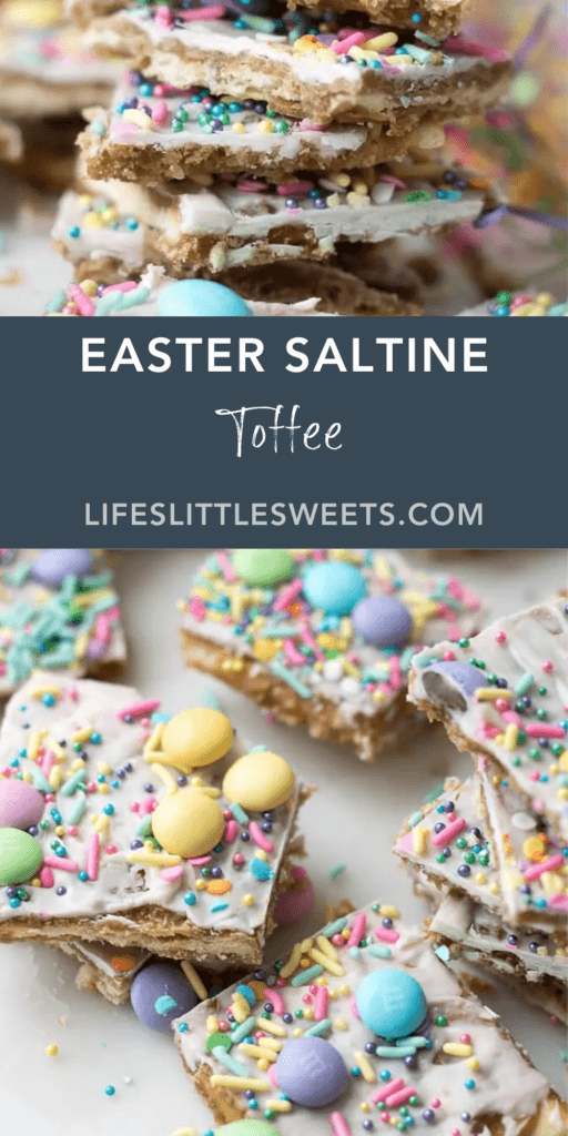 Easter Saltine Toffee with text overlay
