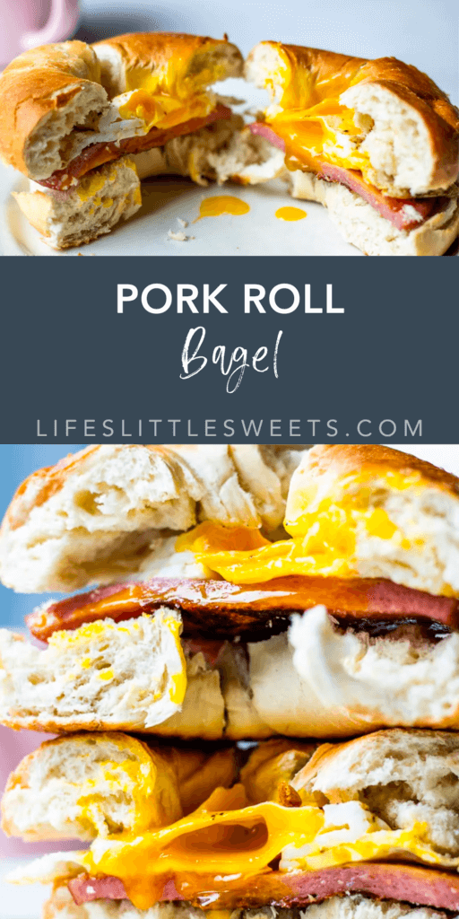 pork roll bagel with text overlay