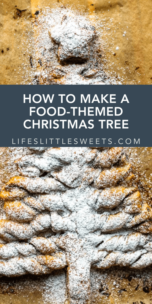 how to make a food themed christmas tree with text overlay