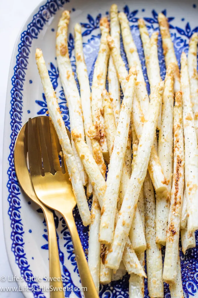 Air Fryer White Asparagus on a white plate