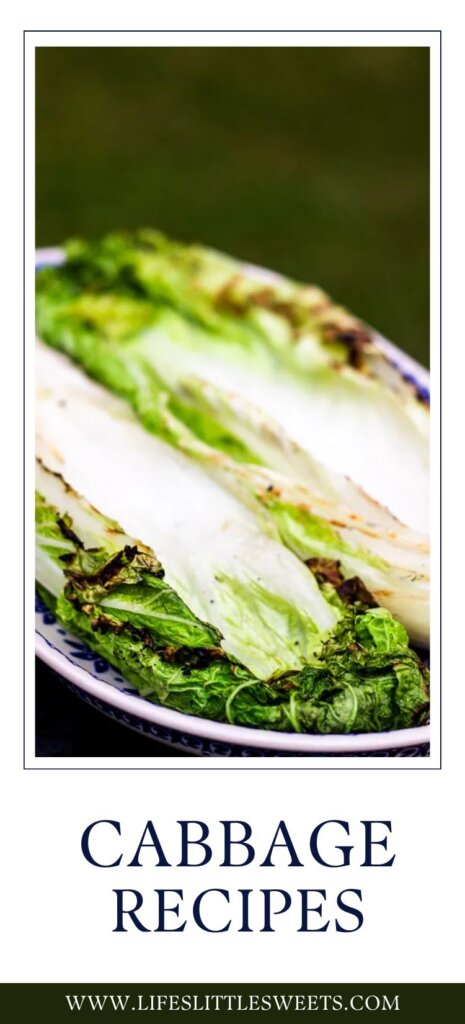 a Pinterest pin with text and a picture of cooked cabbage