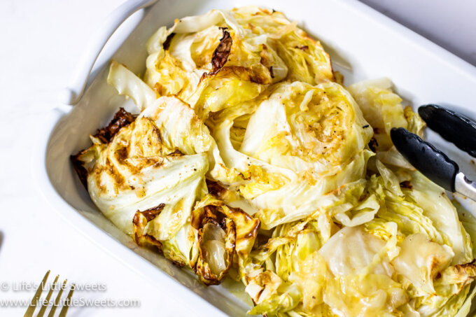 cooked cabbage in a white platter