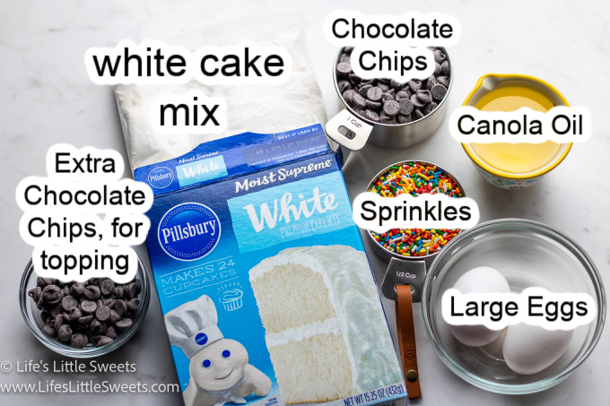 a diagram showing the names of ingredients for Cake Mix Cookies