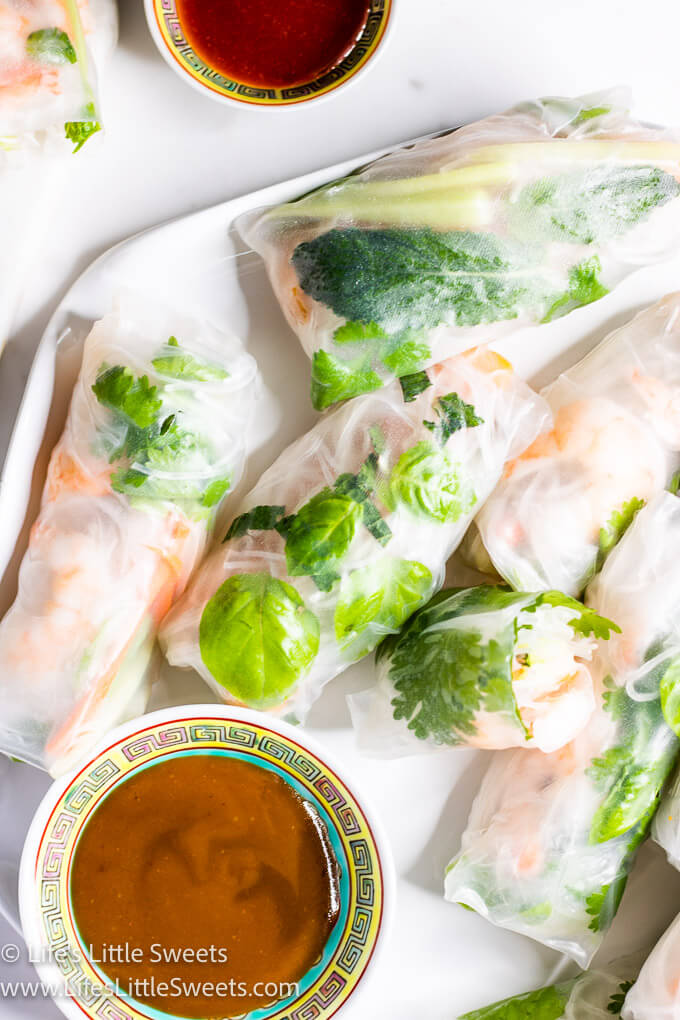 fresh spring rolls with sauces