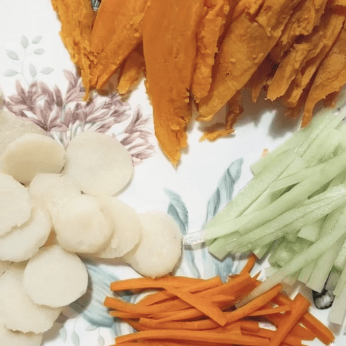ingredients for fresh spring rolls on a plate