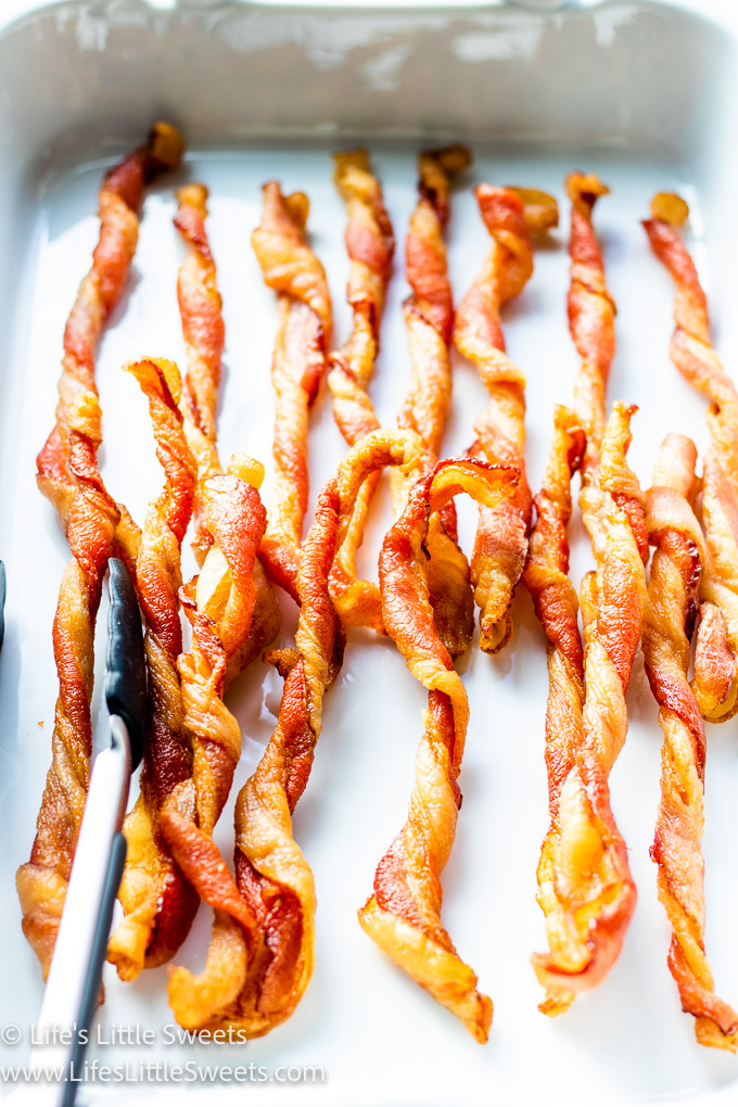 bacon twists in a white dish