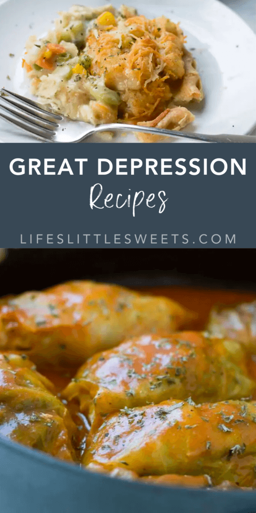 great depression recipes with text overlay