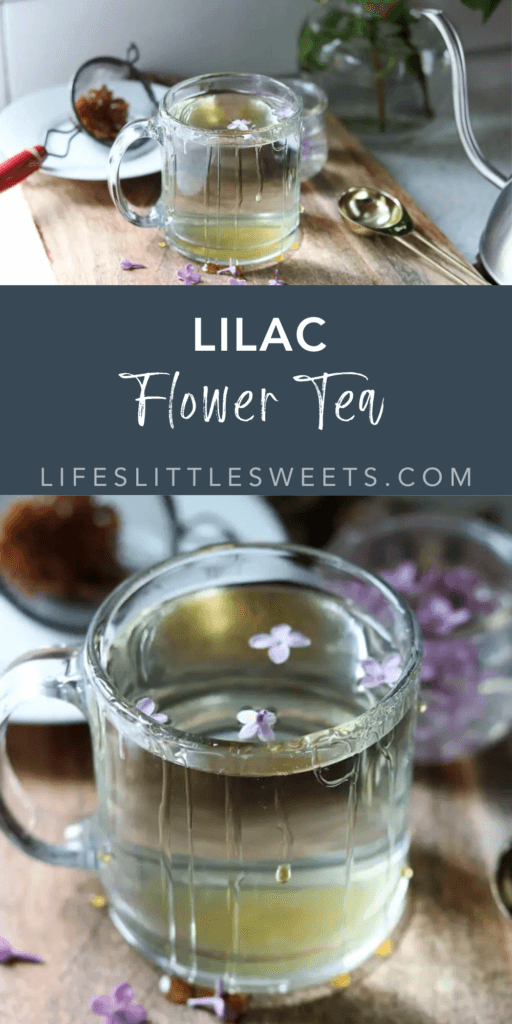 Lilac Flower Tea - Hot Tea, White Tea, Edible Flowers with text overlay