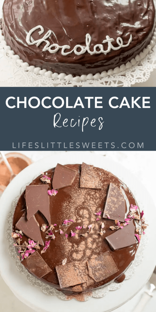 chocolate cake recipes with text overlay