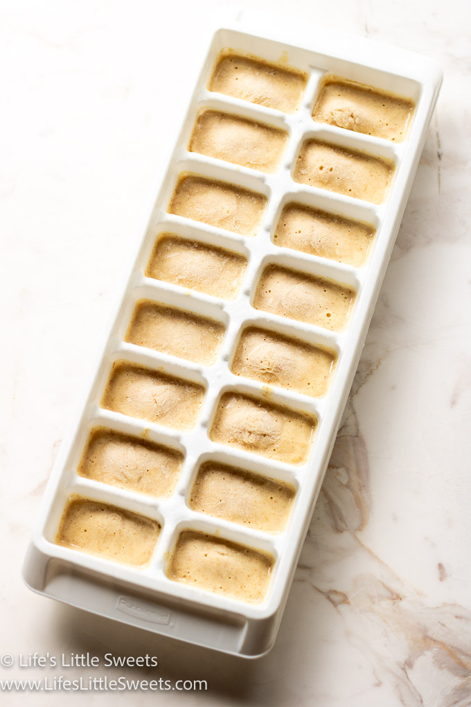 freezer pancakes in an ice cube tray