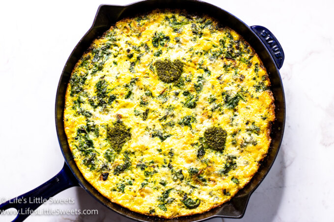overhead view of a Frittata in a skillet
