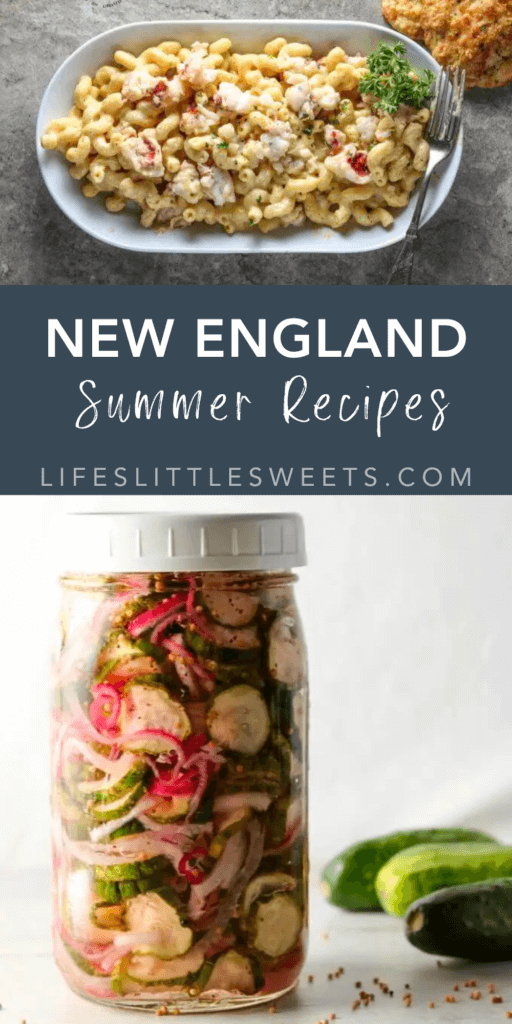 new england summer recipoes with text overlay