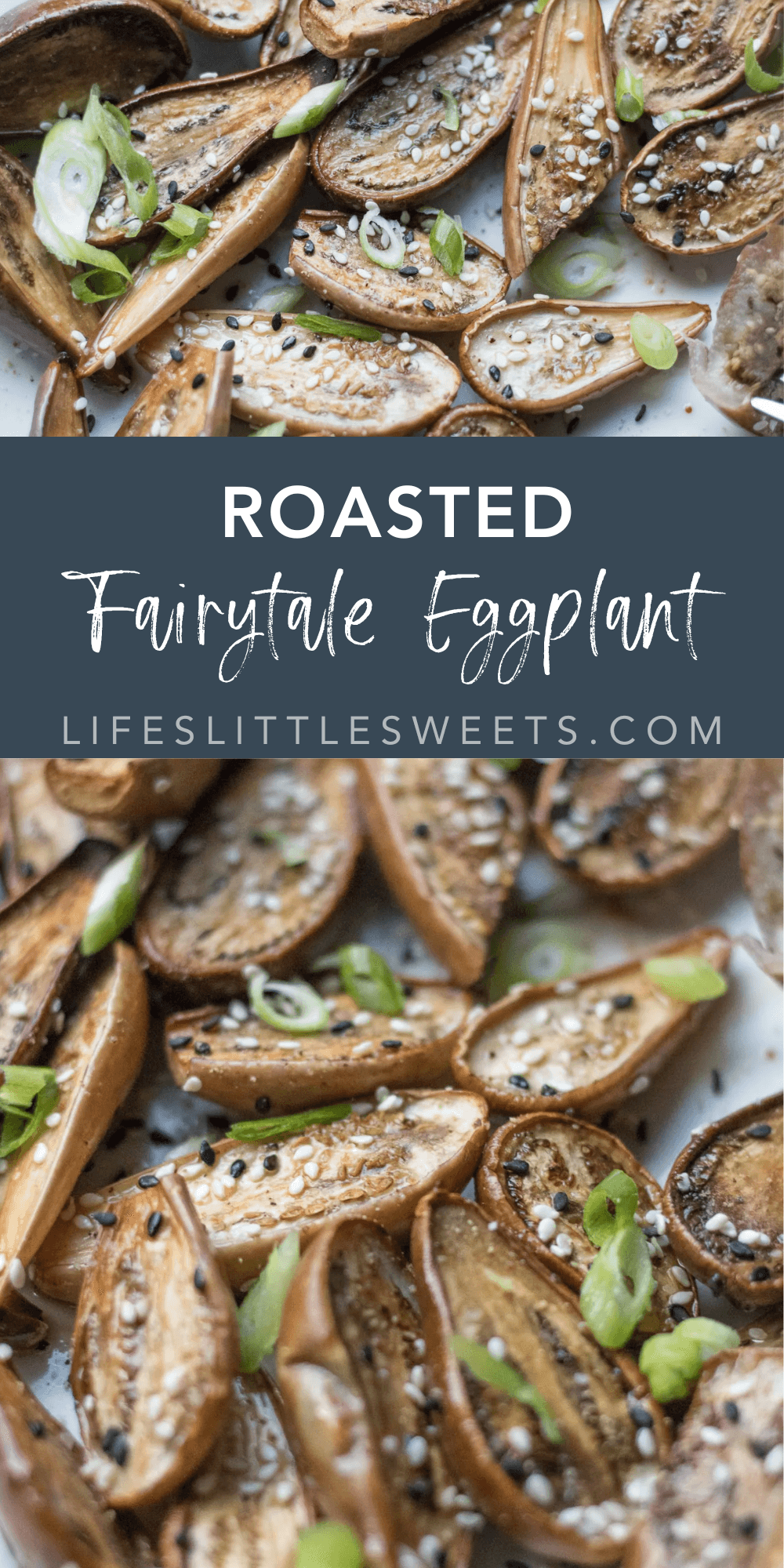 Roasted Fairytale Eggplant with text overlay