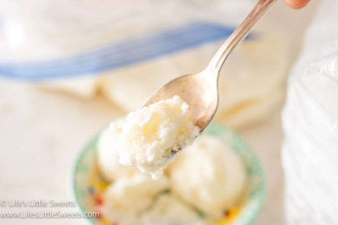 a spoonful of vanilla ice cream