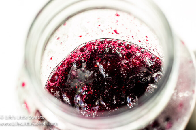 blueberry syrup in a large mason jar
