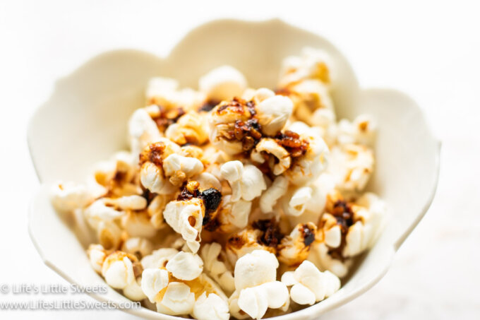 Popcorn with Chili Crisp in a white bowl