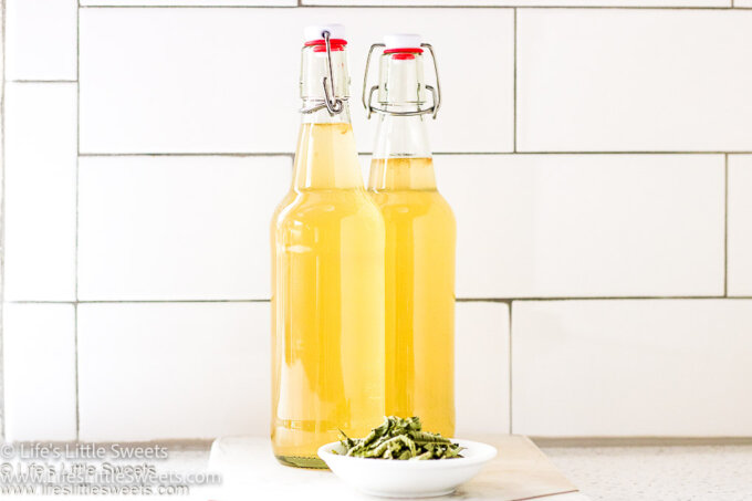 Lemon Verbena Kombucha in swing-top bottles