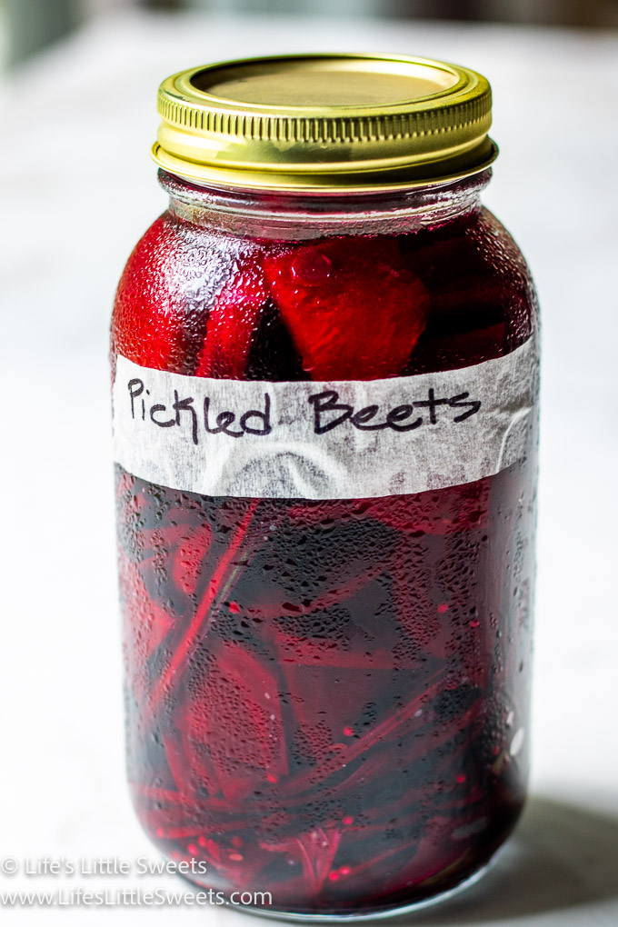 a large jar of pickled beets