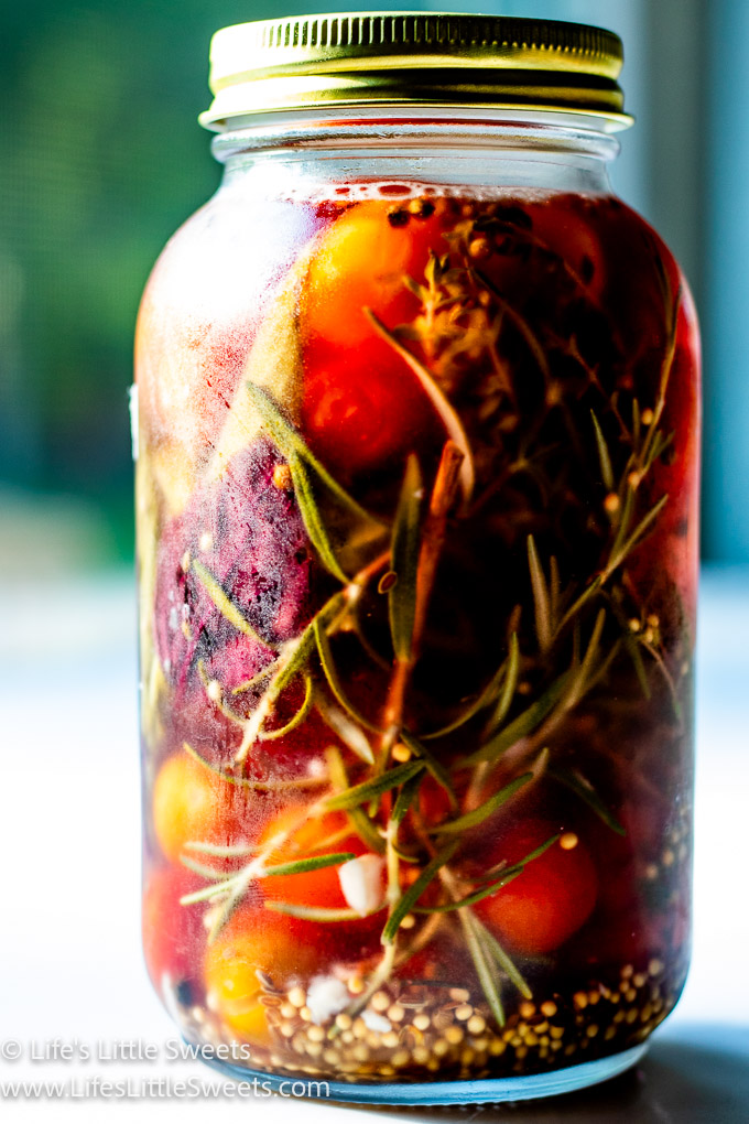 Pickled Tomatoes in a mason jar