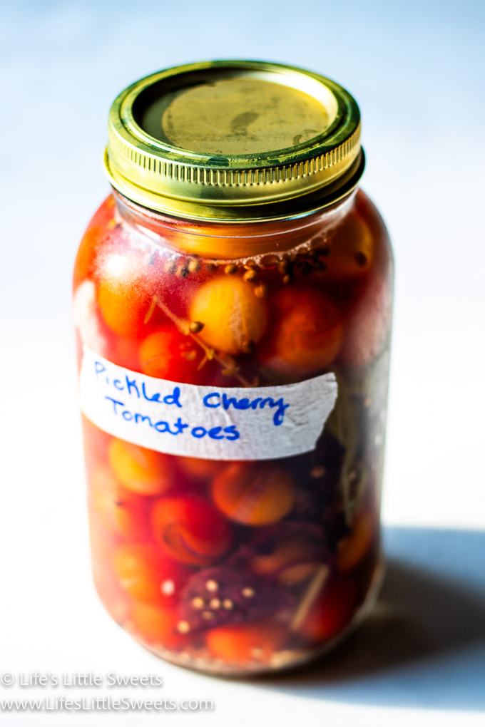 Pickled cherry Tomatoes in a mason jar