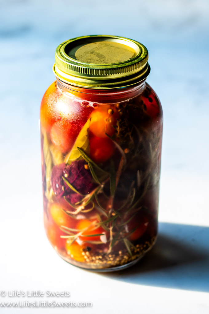 Pickled Tomatoes in a mason jar
