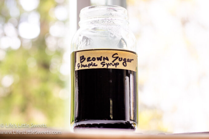 Brown Sugar Simple Syrup in a labeled jar