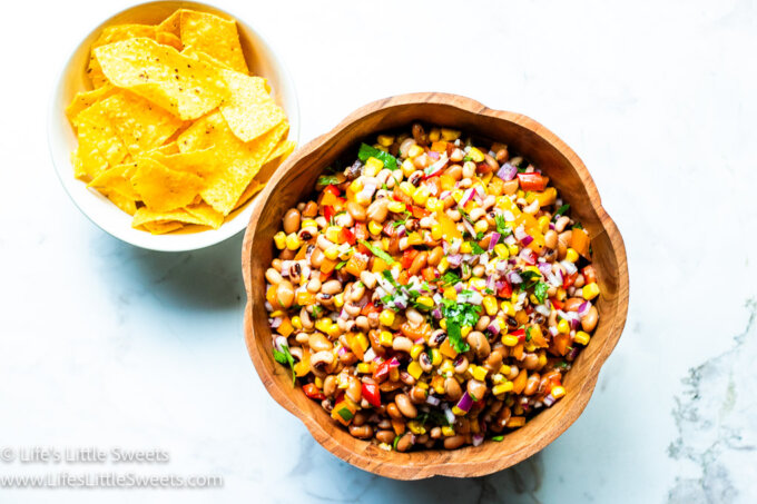 Cowboy Caviar in a bowl with tortilla chips