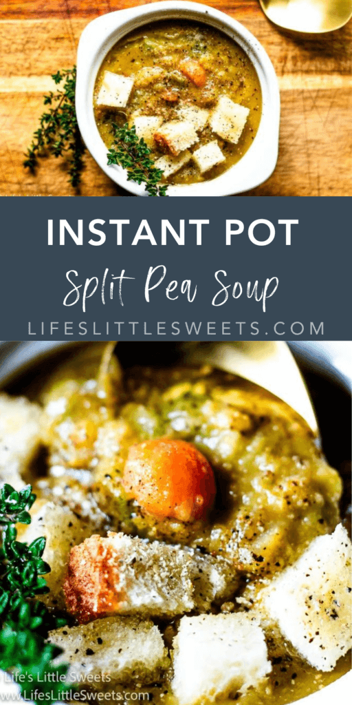 instant pot split pea soup with text overlay