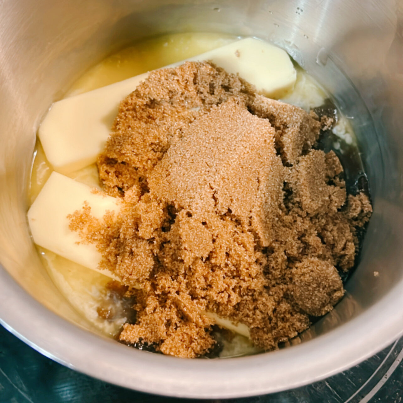 dark brown sugar and unsalted butter in a saucepan