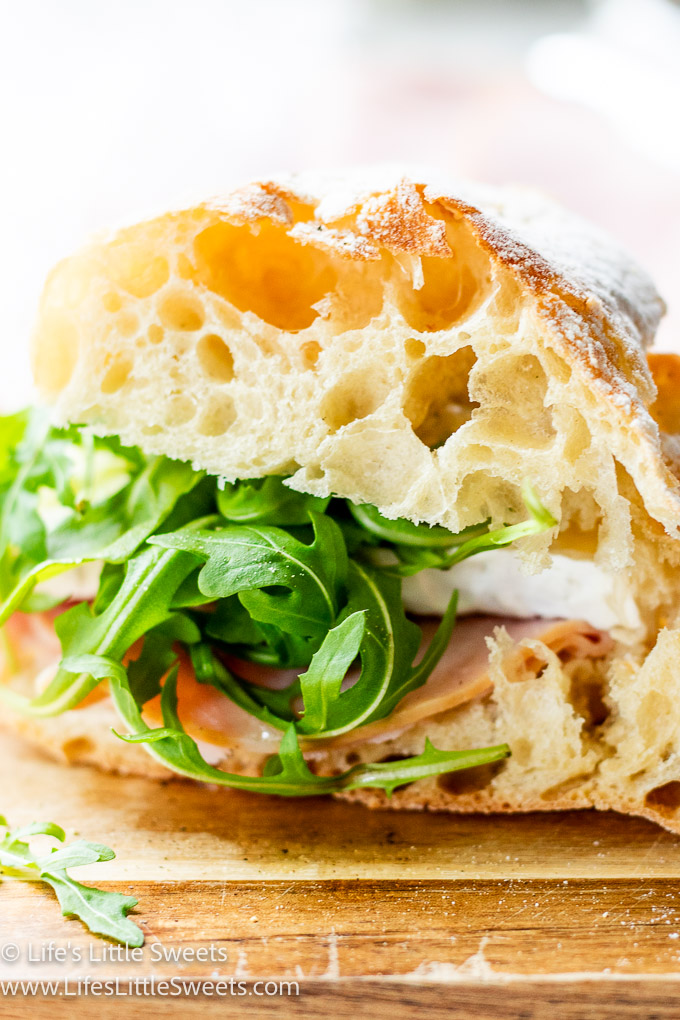 Ham Brie Arugula Sandwich Recipe up close