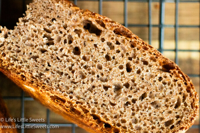 a slice of No Knead Whole Wheat Bread