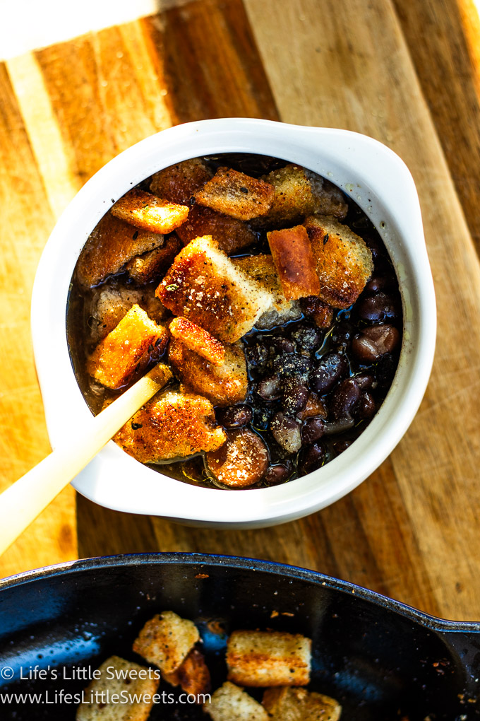black bean soup with croutons