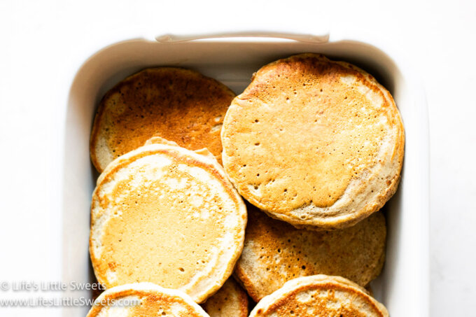 Sourdough Pancakes in a white pan