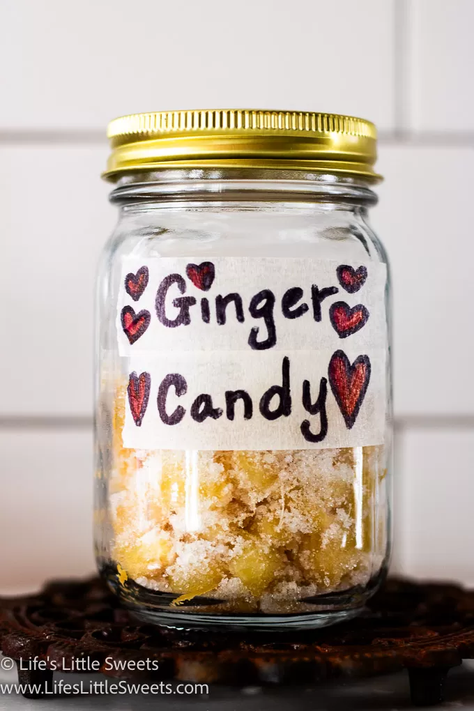 ginger candy in a mason jar