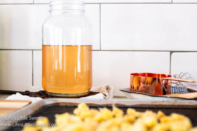 homemade ginger syrup on a counter