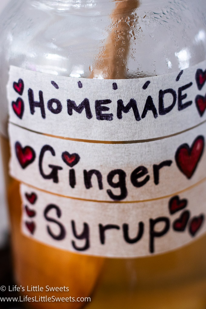 up close view of ginger syrup in a jar