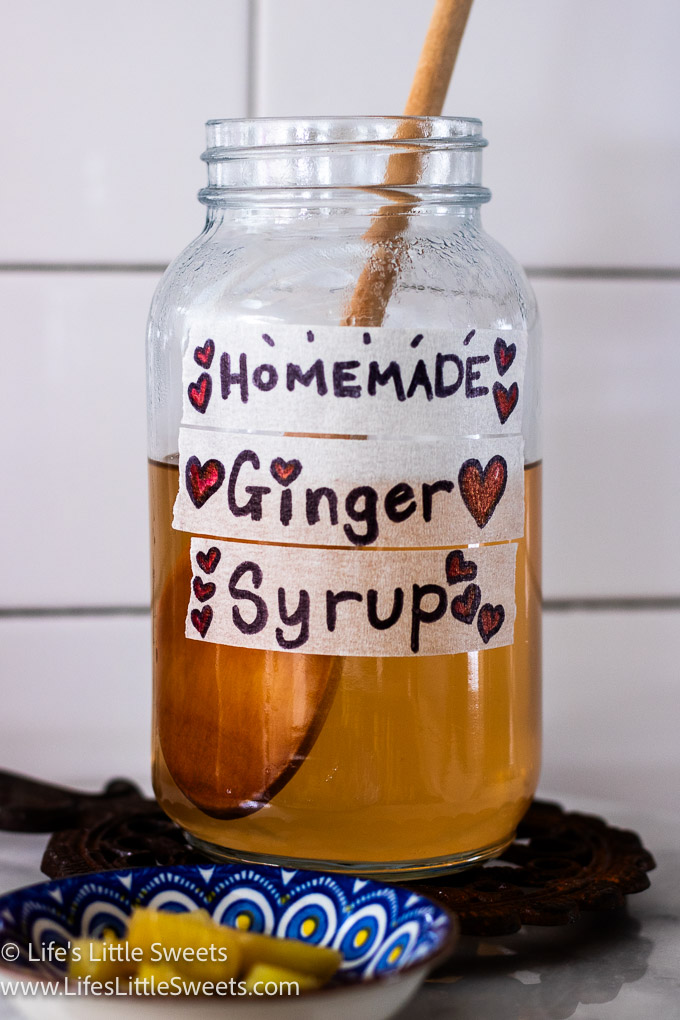ginger syrup in a mason jar up close