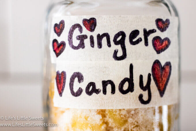 a mason jar with ginger candy
